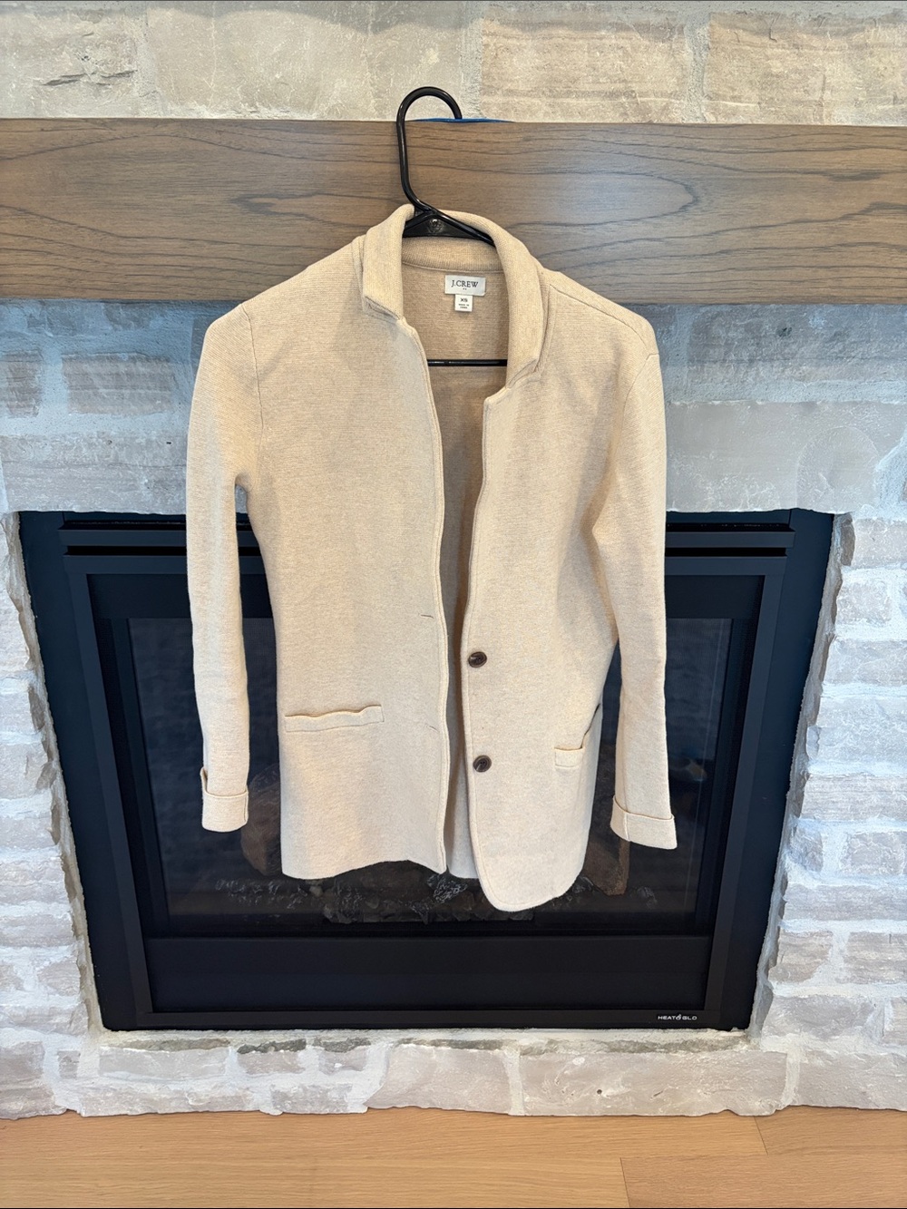 J. Crew Cream Knit Two-Button Blazer